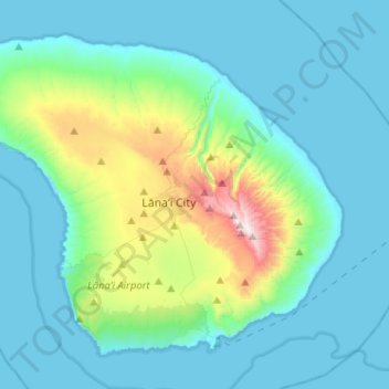 Carte topographique Lānaʻi, altitude, relief