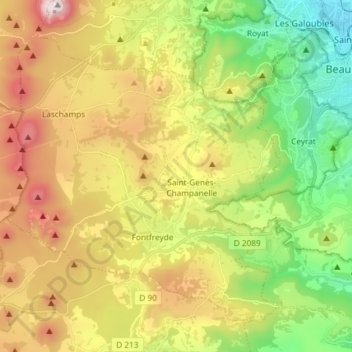 Carte topographique 63122, altitude, relief
