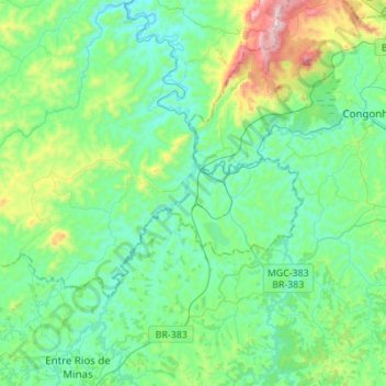 Carte topographique Jeceaba, altitude, relief