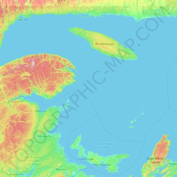 Carte topographique Gaspésie–Îles-de-la-Madeleine, altitude, relief