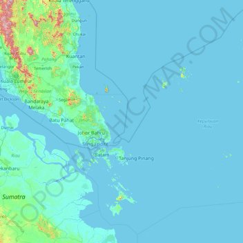 Carte topographique Riau Islands, altitude, relief