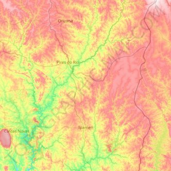Carte topographique Ipameri, altitude, relief