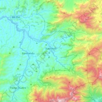 Carte topographique Itamonte, altitude, relief