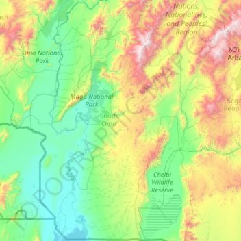 Carte topographique South Omo, altitude, relief