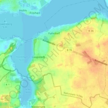 Carte topographique Fahrdorf, altitude, relief