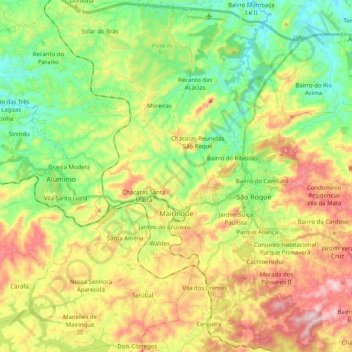 Carte topographique Mairinque, altitude, relief