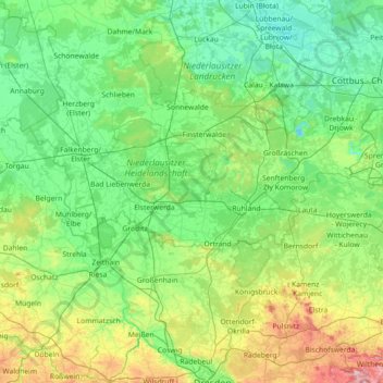 Carte topographique Schwarze Elster, altitude, relief