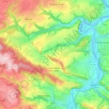 Carte topographique Saint-Martin-de-Sallen, altitude, relief