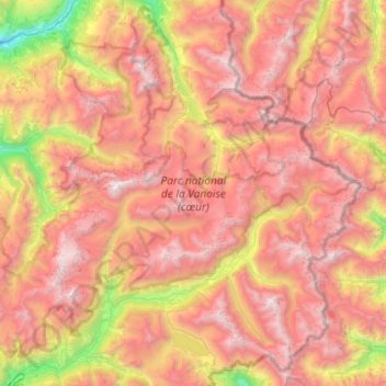 Carte topographique Nationalpark Vanoise, altitude, relief