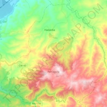 Carte topographique Ferraguig, altitude, relief