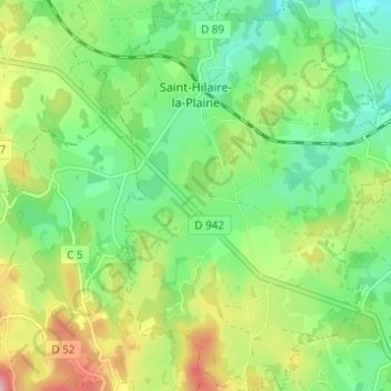 Carte topographique Saint-Hilaire-la-Plaine, altitude, relief