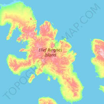 Carte topographique Île Ellef Ringnes, altitude, relief