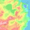 Carte topographique Gouvernorat Mahdia, altitude, relief