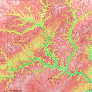 Carte topographique Cameron County, altitude, relief