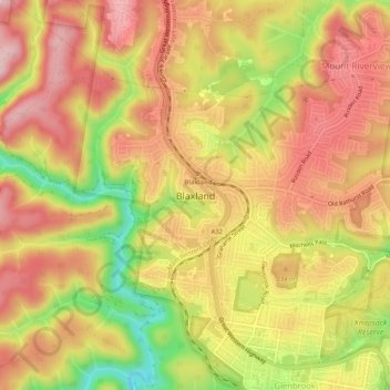 Carte topographique Blaxland, altitude, relief
