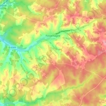 Carte topographique Fossemagne, altitude, relief