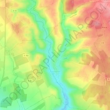 Carte topographique Tourteron, altitude, relief