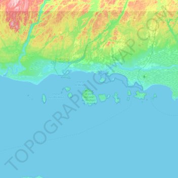 Carte topographique Réserve de parc national de l'Archipel-de-Mingan, altitude, relief