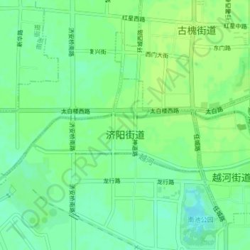 Carte topographique Jiyang Subdistrict, altitude, relief