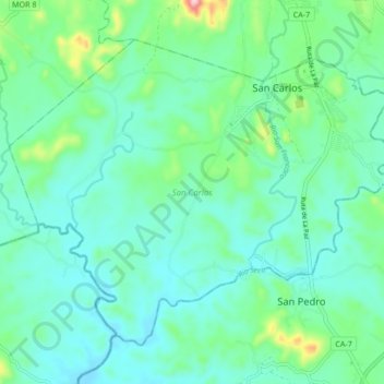 Carte topographique San Carlos, altitude, relief
