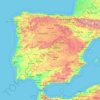 Carte topographique Iberische Halbinsel, altitude, relief