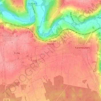 Carte topographique La Celle-sur-Morin, altitude, relief