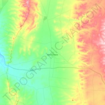Carte topographique Booborowie, altitude, relief