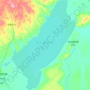 Carte topographique Lake Hulun, altitude, relief