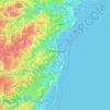 Carte topographique Municipalité régionale de Tracadie, altitude, relief