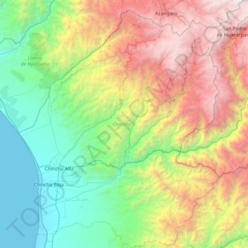 Carte topographique Province of Chincha, altitude, relief
