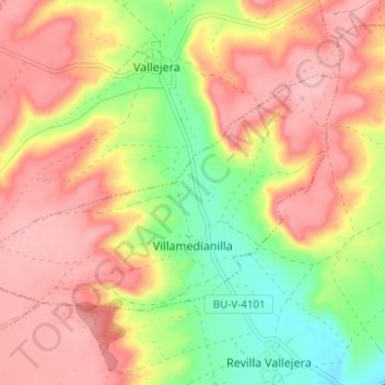 Carte topographique Villamedianilla, altitude, relief