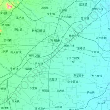 Carte topographique Dingzhou City, altitude, relief