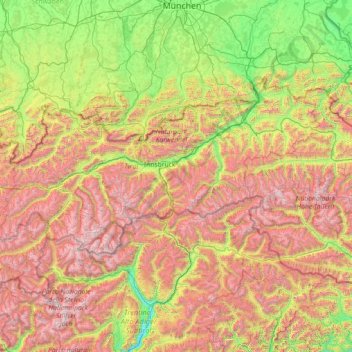 Carte topographique Tyrol, altitude, relief