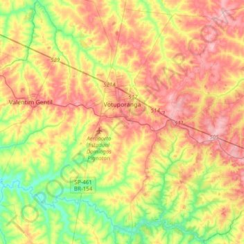 Carte topographique Votuporanga, altitude, relief