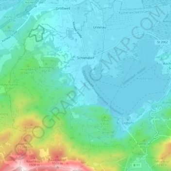Carte topographique Schlehdorf, altitude, relief