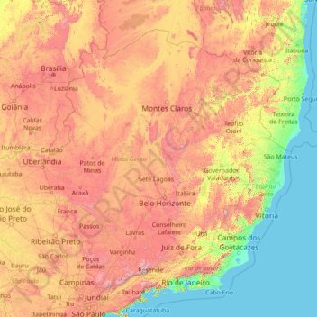 Carte topographique Minas Gerais, altitude, relief