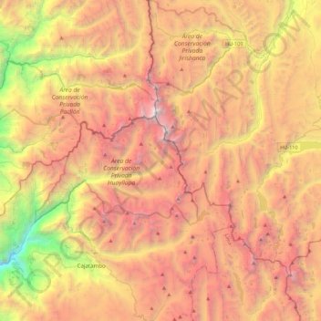 Carte topographique Cordillera Huayhuash Reserved Zone, altitude, relief