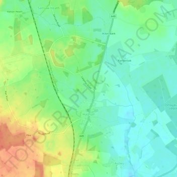 Carte topographique Hadnall, altitude, relief