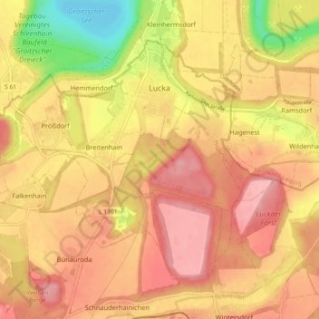 Carte topographique Lucka, altitude, relief