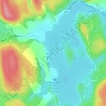Carte topographique Lac Cloutier, altitude, relief