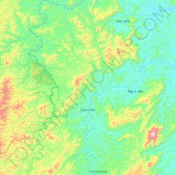 Carte topographique Ipanema, altitude, relief