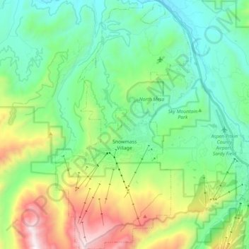 Carte topographique Snowmass Village, altitude, relief