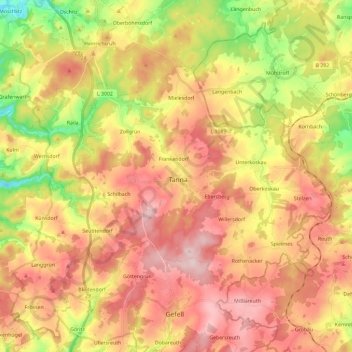 Carte topographique Tanna, altitude, relief