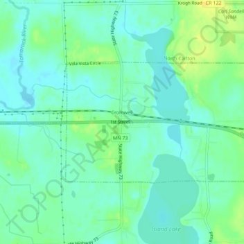 Carte topographique Cromwell, altitude, relief