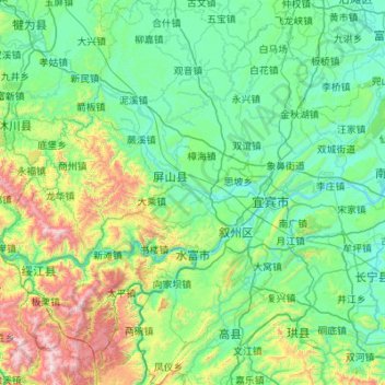 Carte topographique Xuzhou District, altitude, relief