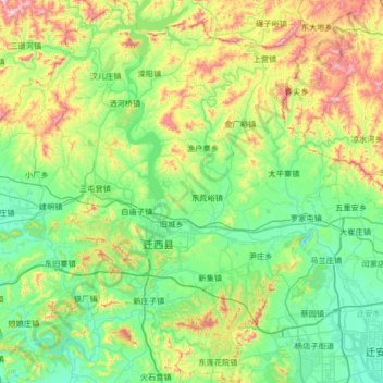 Carte topographique Qianxi County, altitude, relief