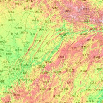 Carte topographique Chongqing, altitude, relief