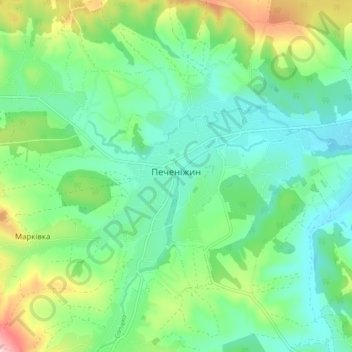 Carte topographique Petchenijyn, altitude, relief