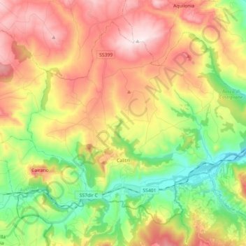 Carte topographique Calitri, altitude, relief