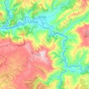 Carte topographique Ribas de Sil, altitude, relief